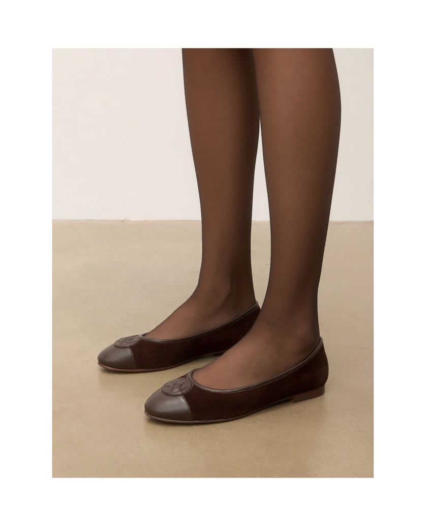 Kazar-Braune-Ballerinas-aus-Wildleder-und-Glattleder-dunkelbraun