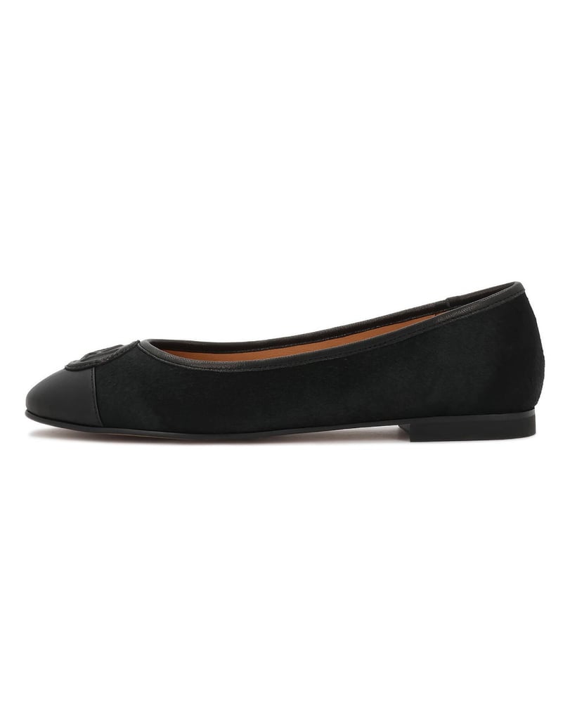 Kazar-Monogrammed-embossed-leather-ballerinas-čierna