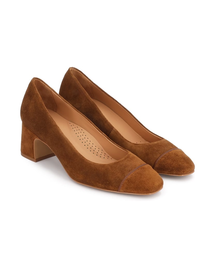 Kazar-Classic-suede-pumps-on-a-low-block-hnedá