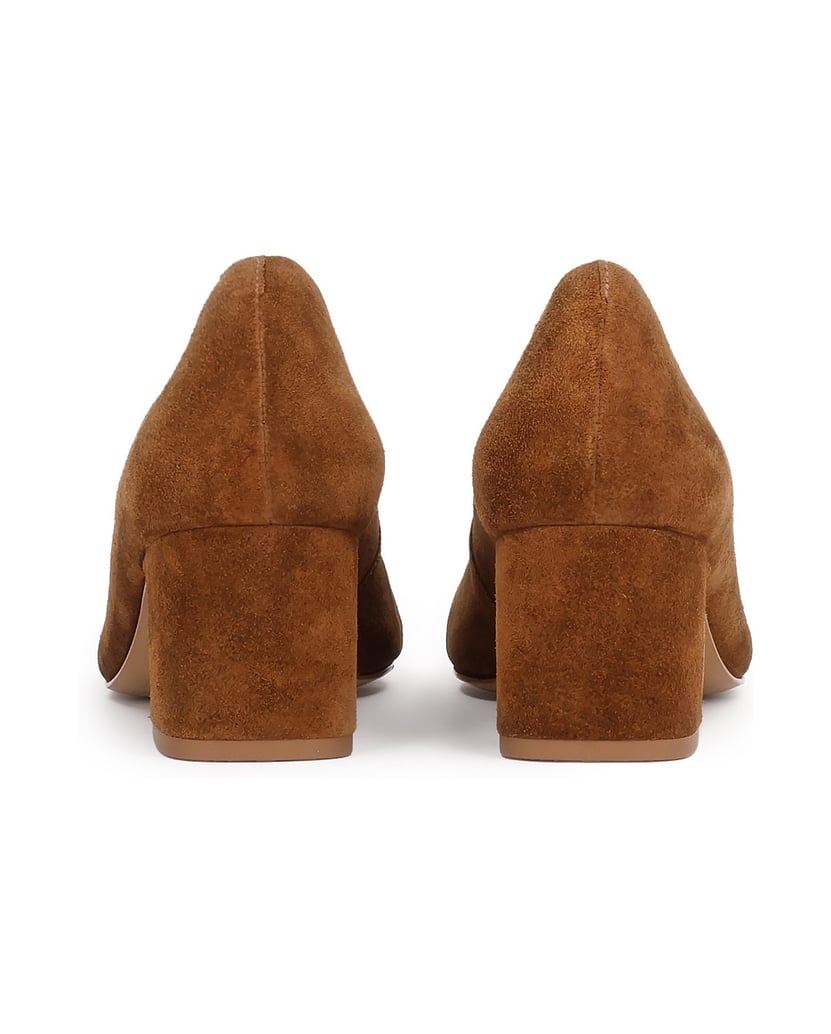 Kazar-Classic-suede-pumps-on-a-low-block-hnedá