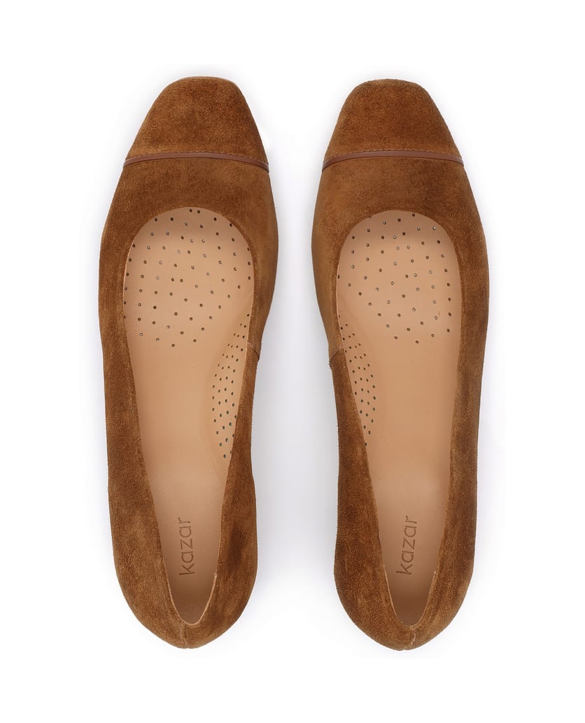Kazar-Classic-suede-pumps-on-a-low-block-hnedá