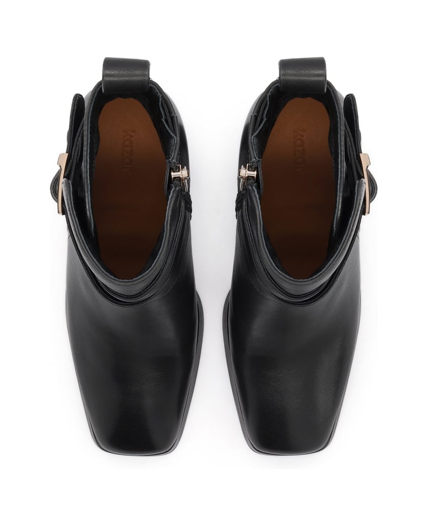 Kazar-Leather-heeled-booties-with-elegant-upper-černá