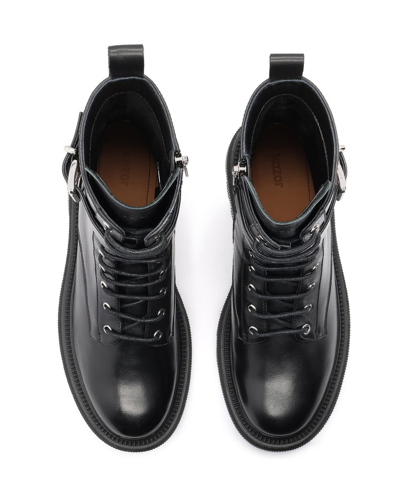 Kazar-Black-leather-ankle-boots-on-a-treaded-sole-čierna