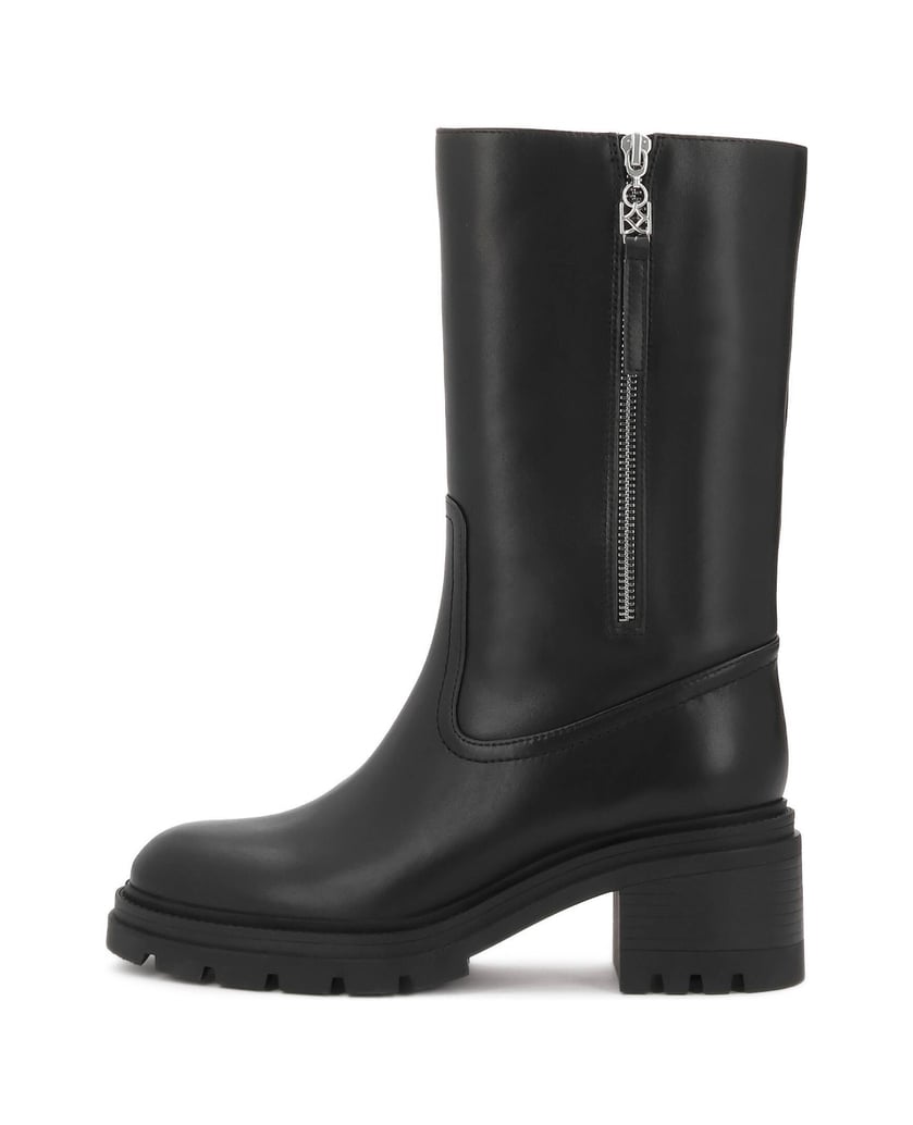 Kazar-Black-leather-slip-on-booties-with-decorative-silver-locks-černá