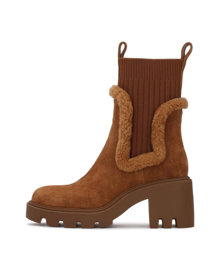 Kazar-Brown-women's-suede-booties-with-elastic-inserts-hnedá