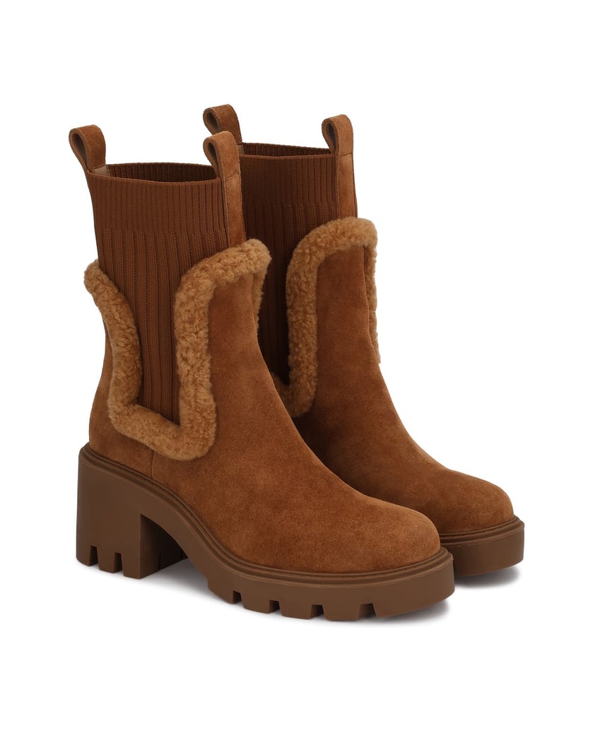 Kazar-Brown-women's-suede-booties-with-elastic-inserts-hnedá