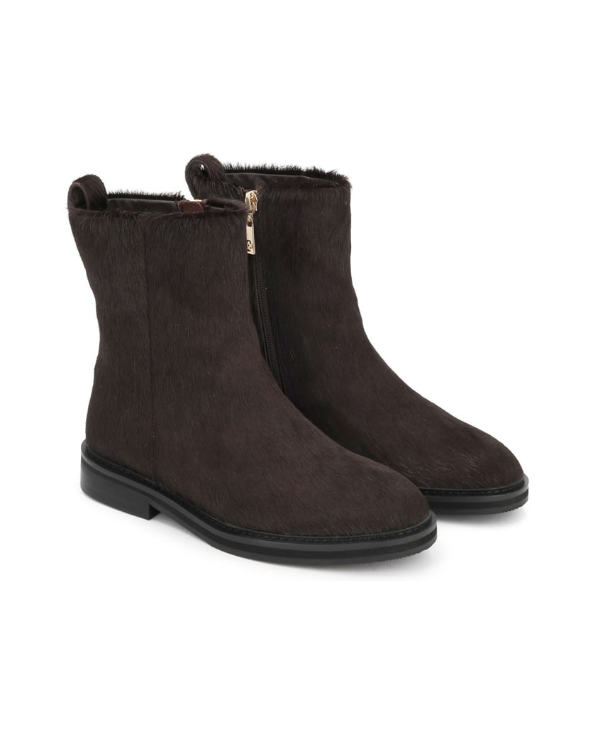 Kazar-Classic-hair-on-leather-flat-booties-tmavá-hnedá