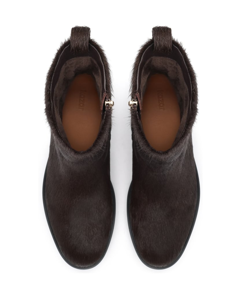 Kazar-Classic-hair-on-leather-flat-booties-tmavá-hnedá