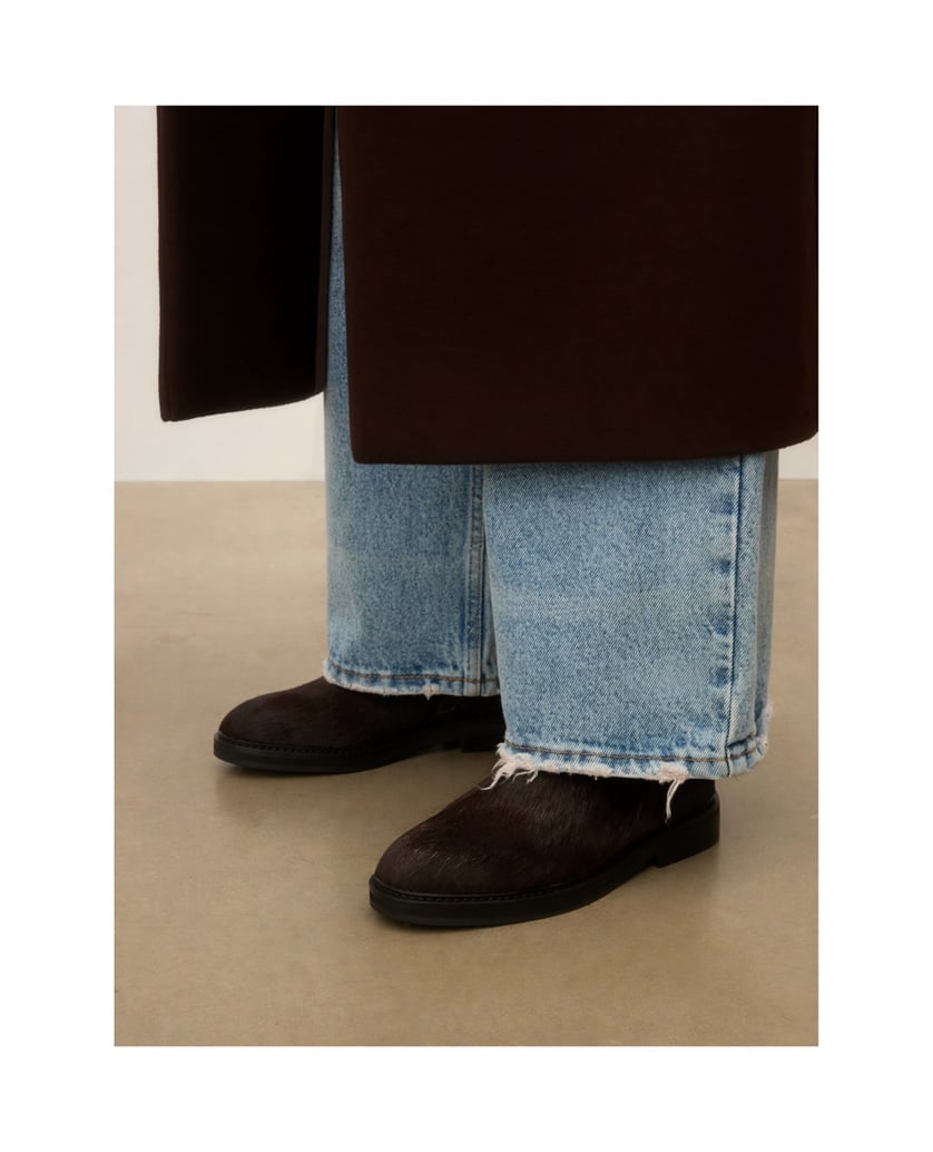 Kazar-Classic-hair-on-leather-flat-booties-tmavá-hnedá