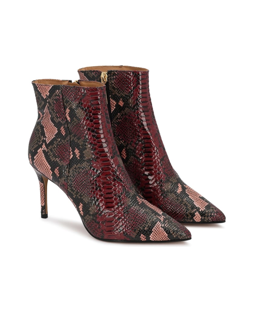Kazar-Booties-in-snakeskin-pattern-in-shades-of-maroon-and-brown-viacfarebný