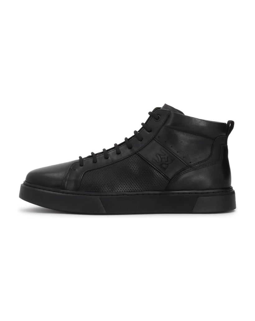 Kazar-Men's-leather-high-top-sneakers-with-perforations-čierna