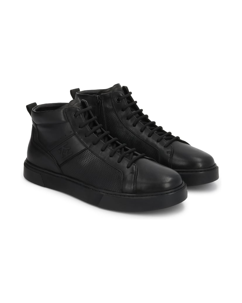Kazar-Men's-leather-high-top-sneakers-with-perforations-čierna