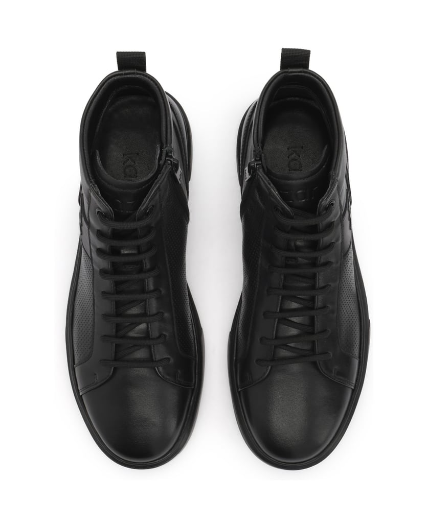 Kazar-Men's-leather-high-top-sneakers-with-perforations-čierna