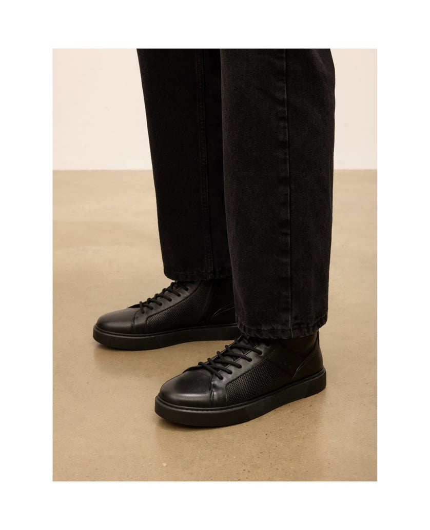 Kazar-Men's-leather-high-top-sneakers-with-perforations-černá