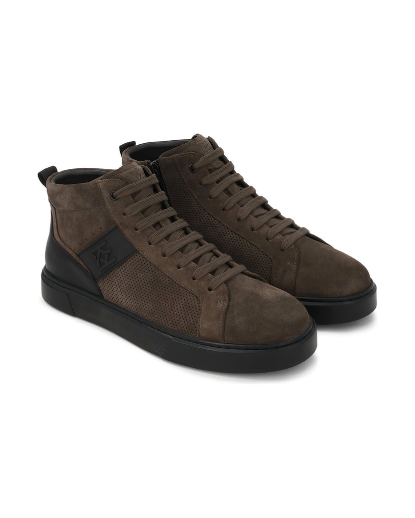 Kazar-Taupe-men's-sneakers-in-perforated-leather-and-suede-tmavošedá