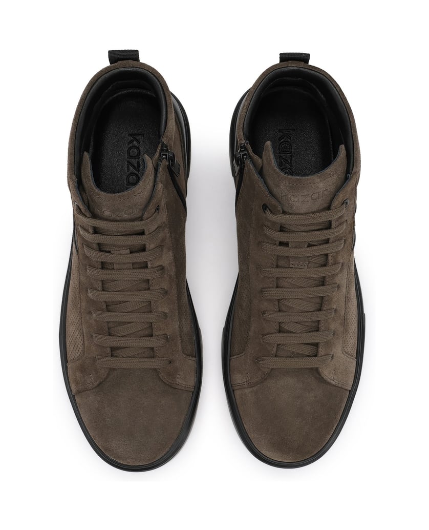 Kazar-Taupe-men's-sneakers-in-perforated-leather-and-suede-tmavošedá