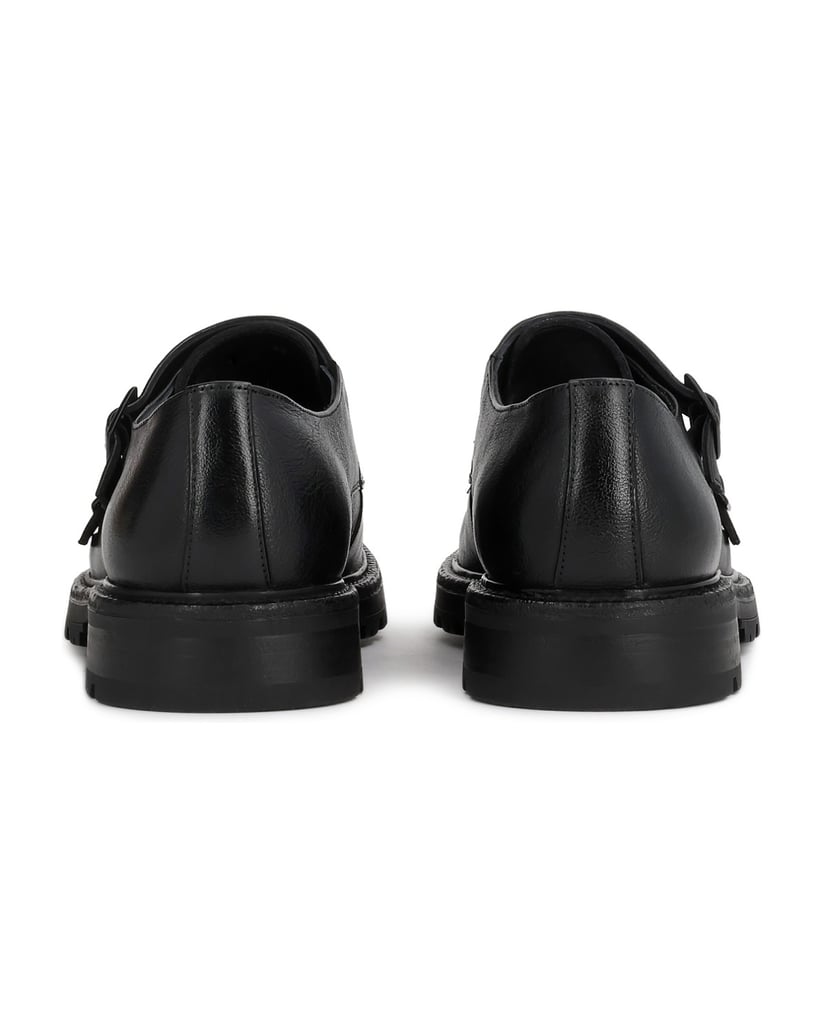 Kazar-Leather-monk-shoes-on-a-trapper-sole-čierna