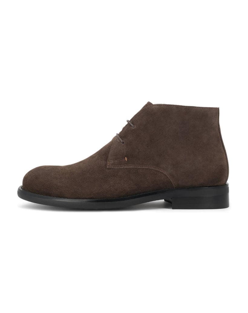Kazar-Taupe-suede-flat-ankle-boots-with-classic-lines-tmavošedá