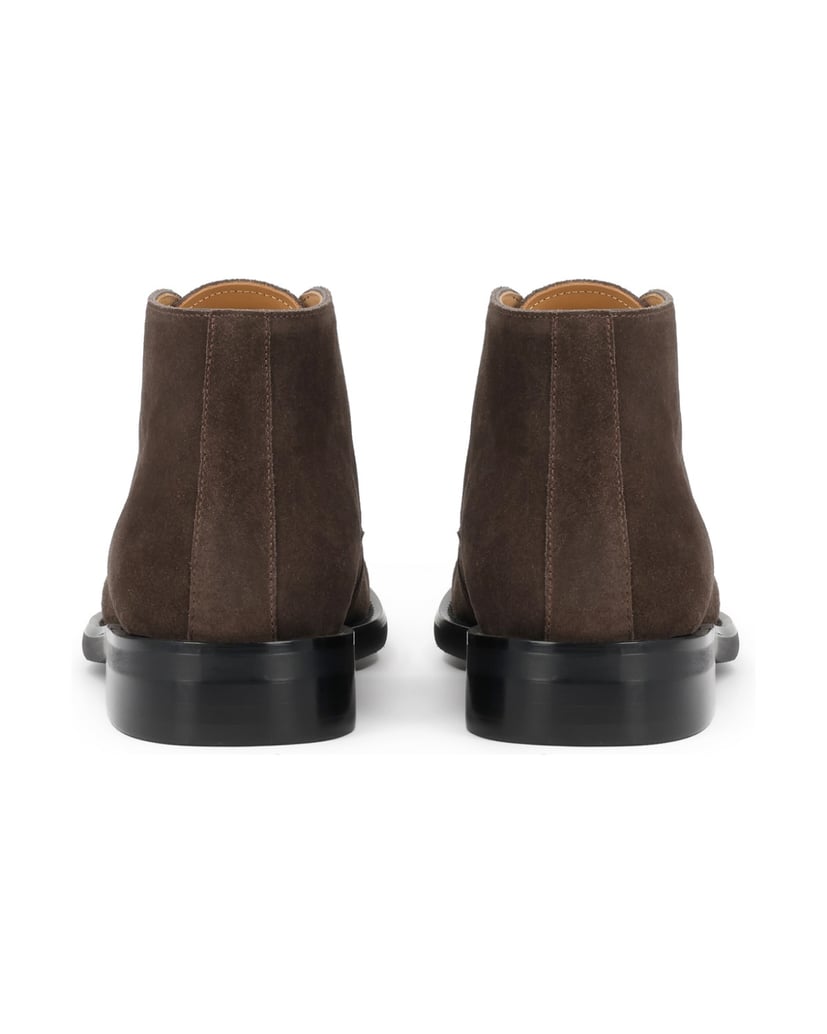 Kazar-Taupe-suede-flat-ankle-boots-with-classic-lines-tmavošedá