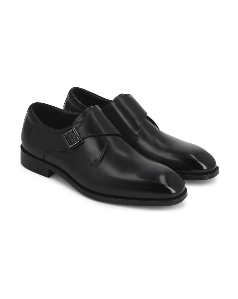 Kazar-Leather-monk-shoes-with-a-flap-and-clutch-čierna
