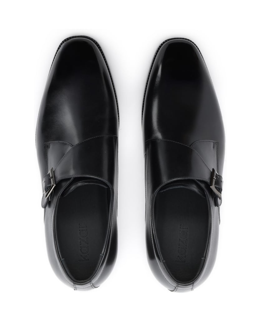 Kazar-Leather-monk-shoes-with-a-flap-and-clutch-čierna