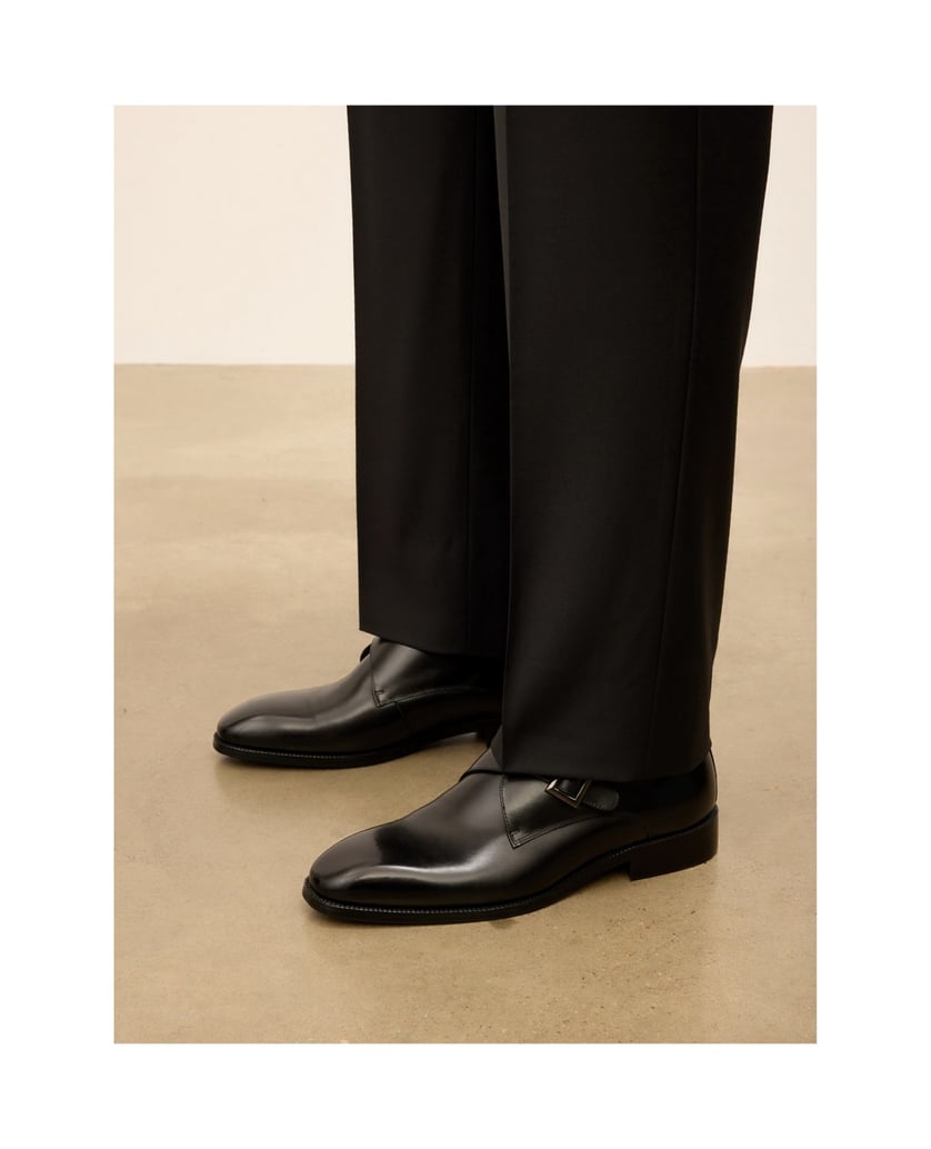 Kazar-Leather-monk-shoes-with-a-flap-and-clutch-černá