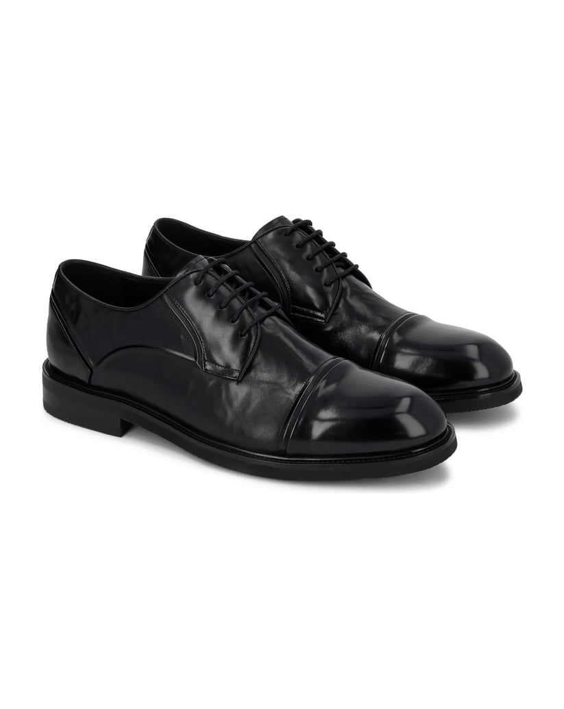 Kazar-Black-half-derby-shoes-with-crinkle-effect-leather-čierna