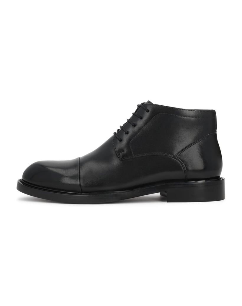 Kazar-Black-leather-toe-cap-booties-with-zipper-čierna