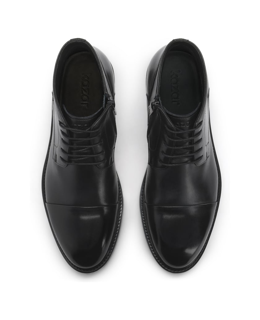 Kazar-Black-leather-toe-cap-booties-with-zipper-čierna