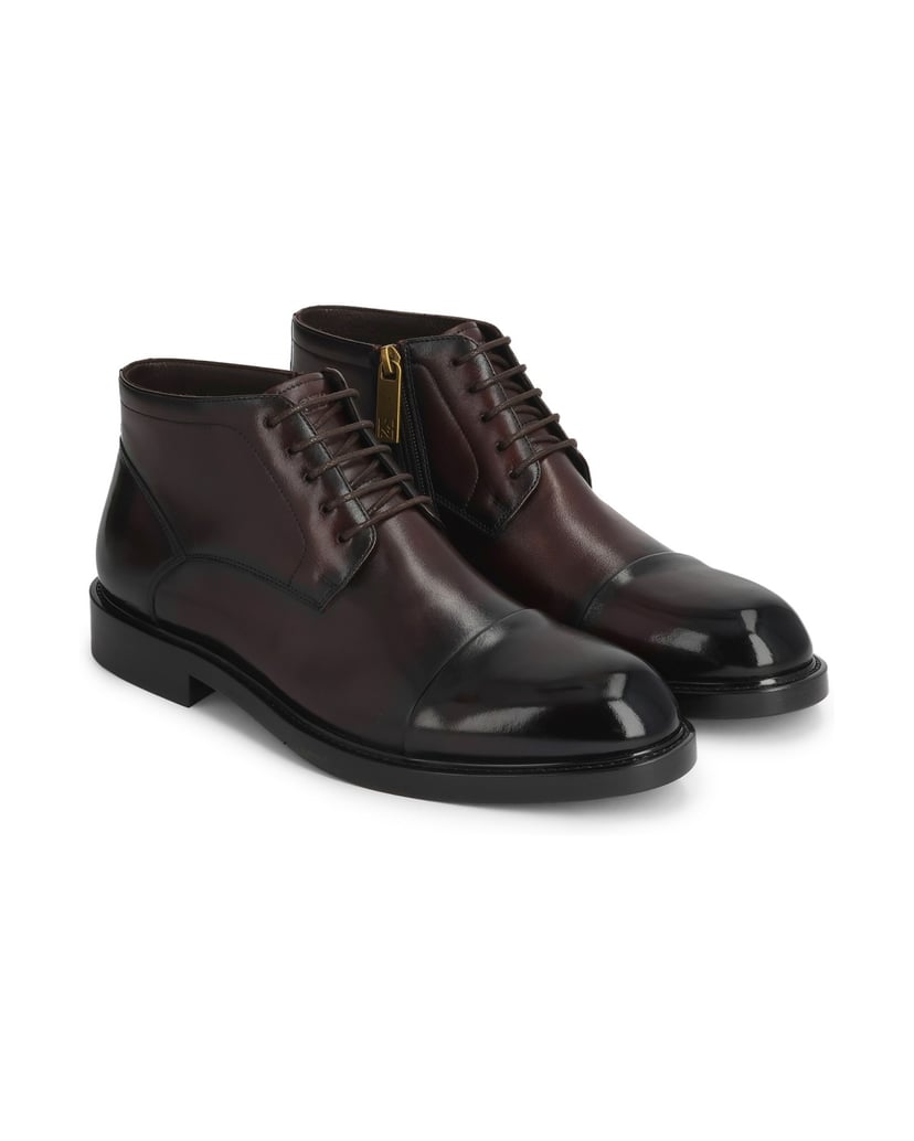 Kazar-Elegant-Brown-booties-with-overlapping-nose-piece-hnědá