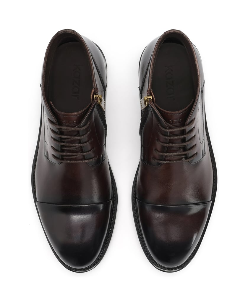 Kazar-Elegant-Brown-booties-with-overlapping-nose-piece-hnědá