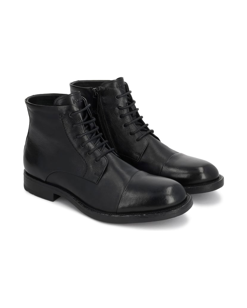 Kazar-Black-leather-toe-cap-toe-boots-with-zipper-černá