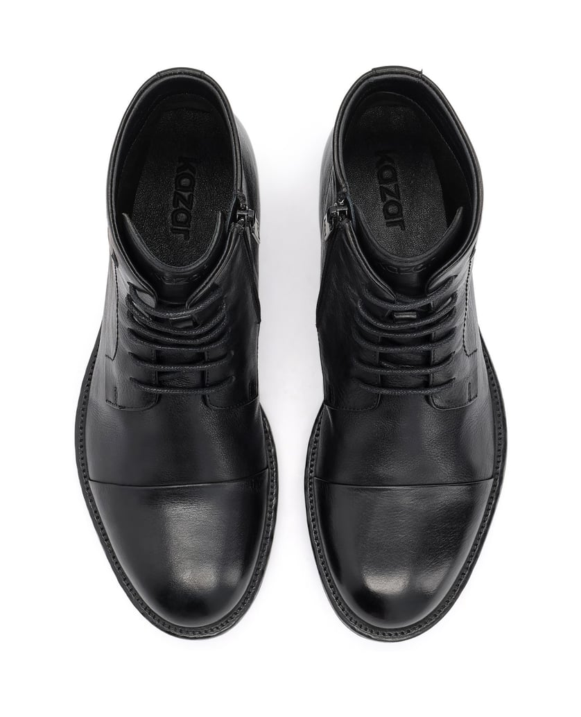 Kazar-Black-leather-toe-cap-toe-boots-with-zipper-černá