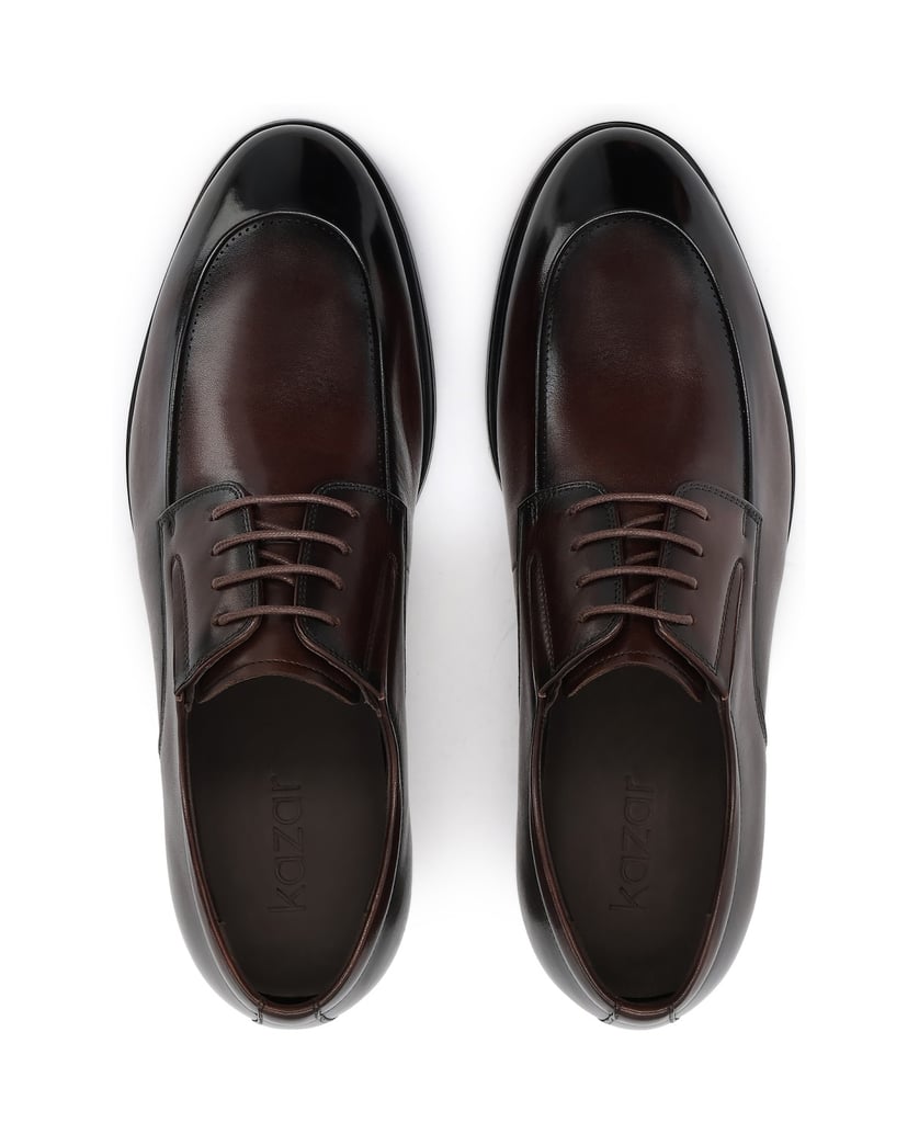 Kazar-Brown-Genuine-leather-suit-derby-half-shoes-hnedá