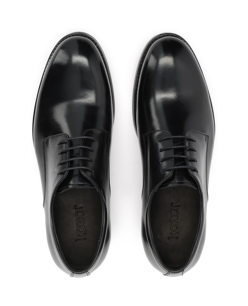 Kazar-Black-genuine-leather-derby-half-shoes-černá