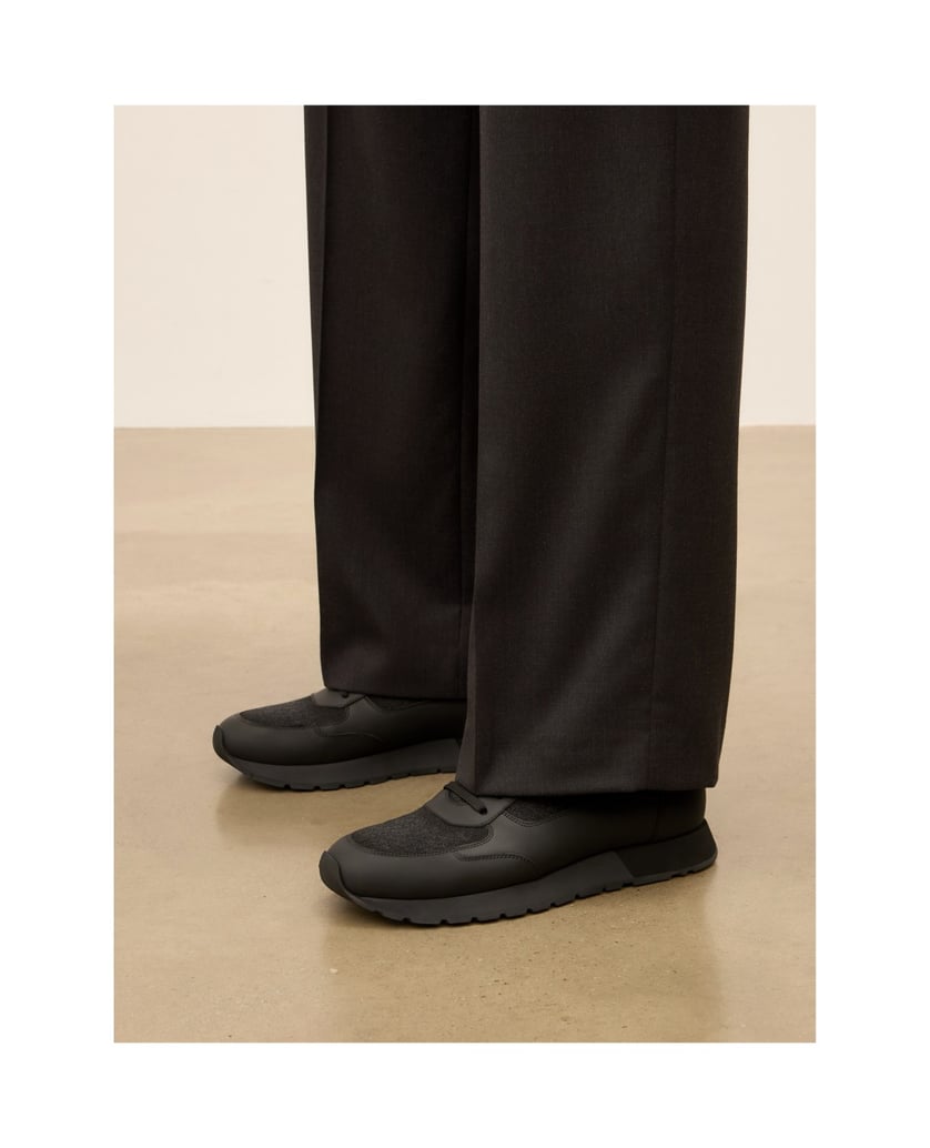 Kazar-Black-combined-material-sneakers-černá