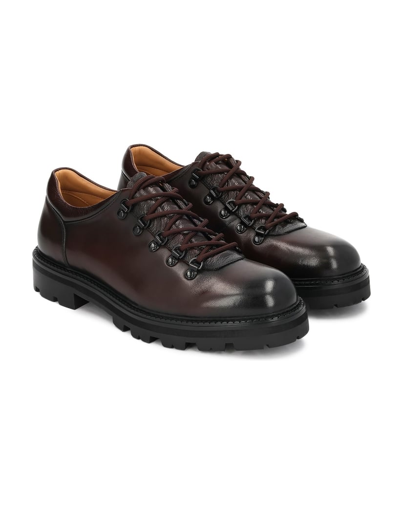 Kazar-Leather-shoes-with-lacing-on-metal-eyelets-hnedá