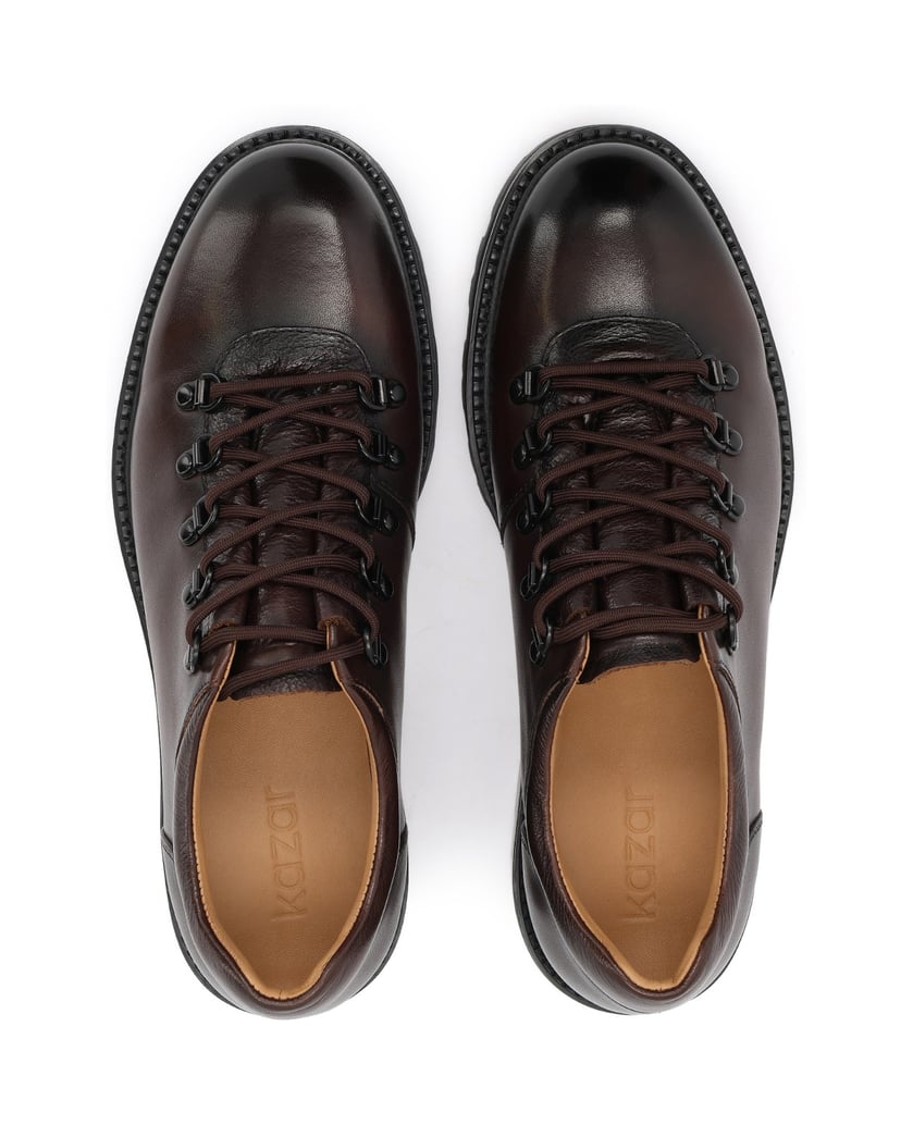 Kazar-Leather-shoes-with-lacing-on-metal-eyelets-hnedá