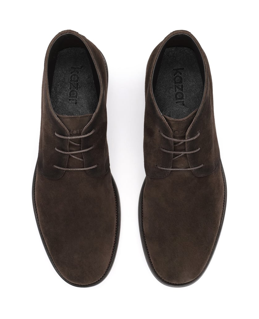 Kazar-Smart-casual-suede-Flat-Ankle-Boots-with-short-laces-hnedá