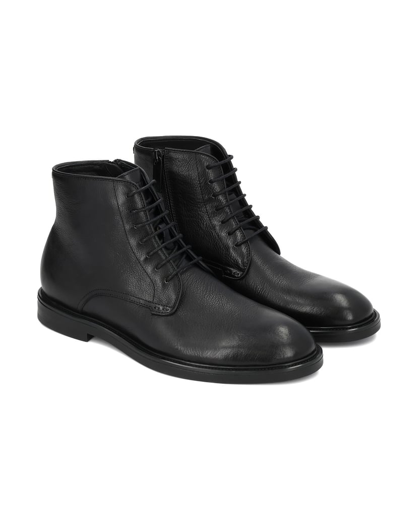 Kazar-Smart-casual-black-flat-ankle-boots-in-leather-čierna