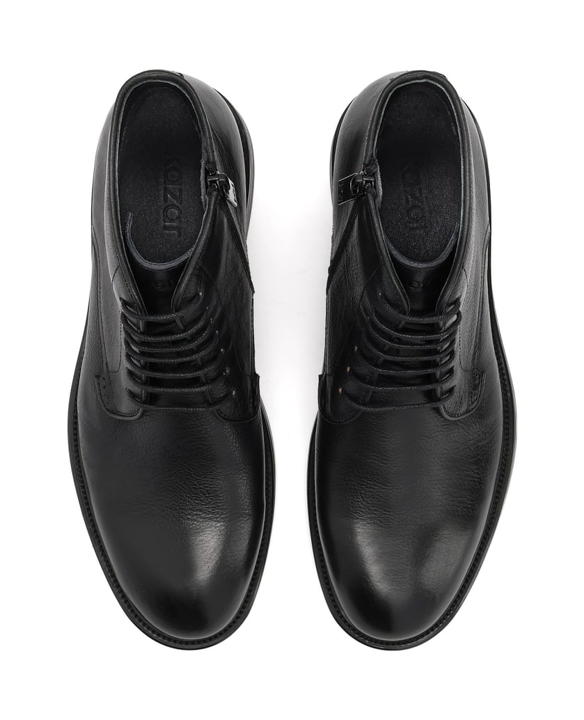 Kazar-Smart-casual-black-flat-ankle-boots-in-leather-čierna