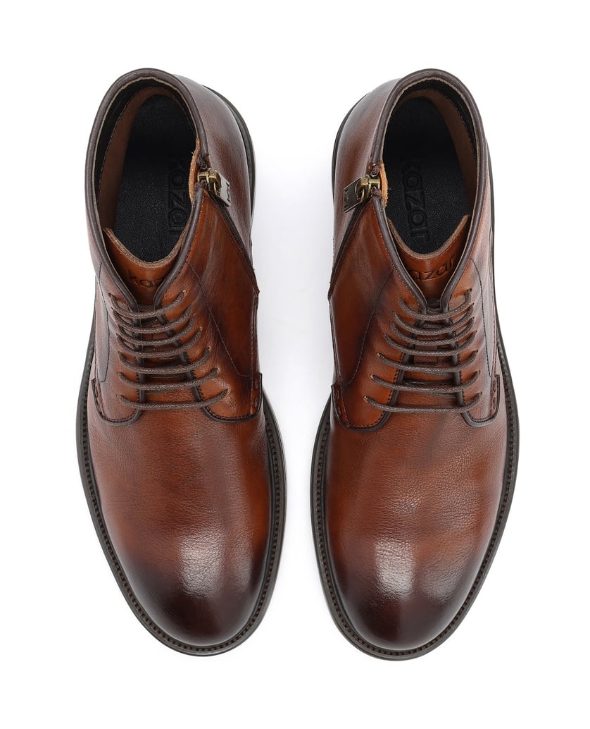 Kazar-Smart-casual-flat-ankle-boots-in-brown-genuine-leather-ťavia