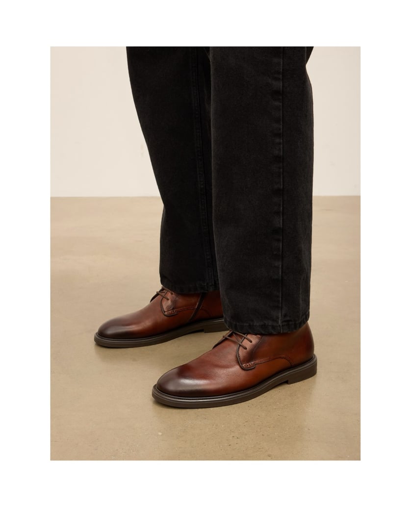 Kazar-Smart-casual-flat-ankle-boots-in-brown-genuine-leather-velbloudí