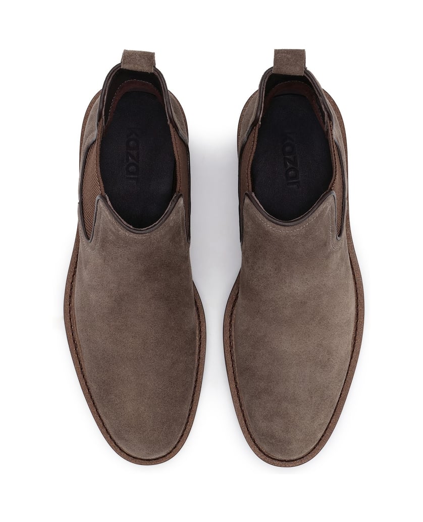 Kazar-Taupe-suede-men's-Chelsea-boots-with-elastic-inserts-tmavošedá