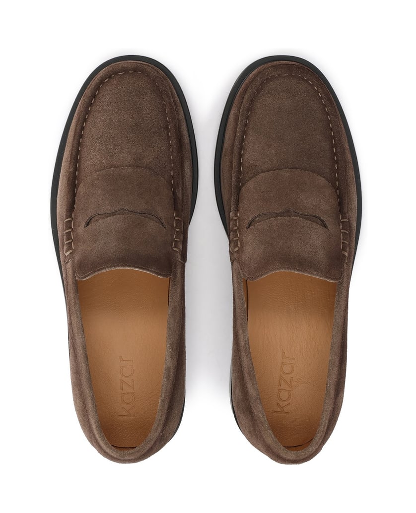 Kazar-Taupe-suede-loafers-tmavošedá