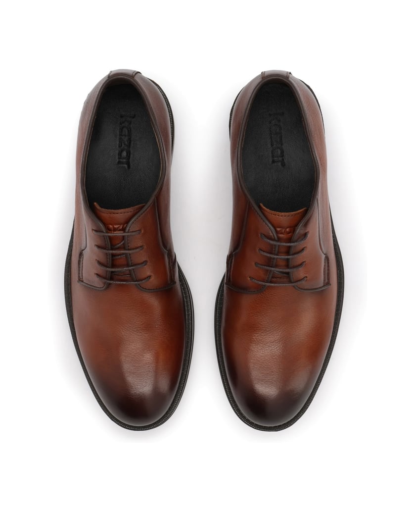 Kazar-Brown-leather-derby-with-shaded-upper-hnedá