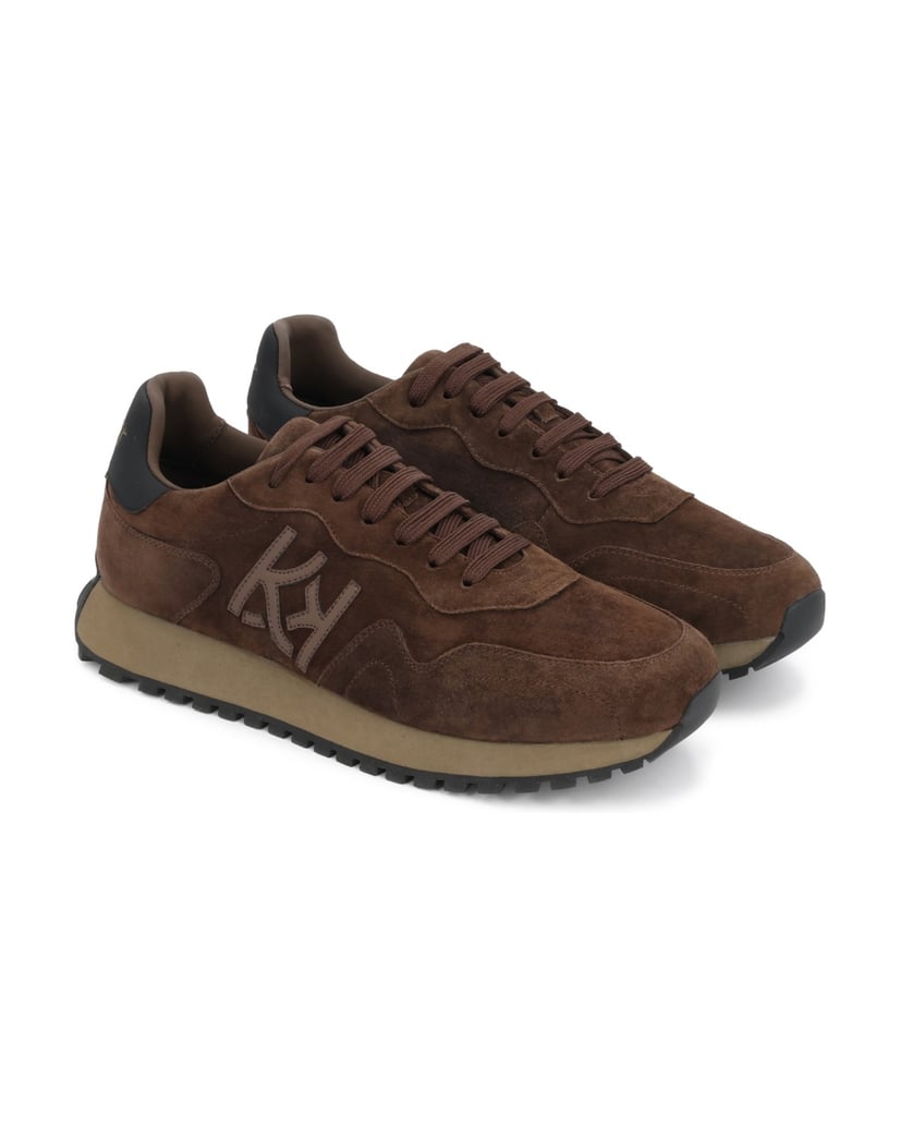 Kazar-Brown-men's-suede-sneakers-with-monogrammed-design-hnedá