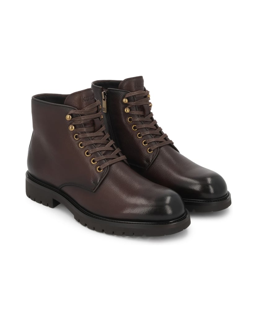 Kazar-Flat-ankle-boots-with-a-sturdy-sole-hnedá