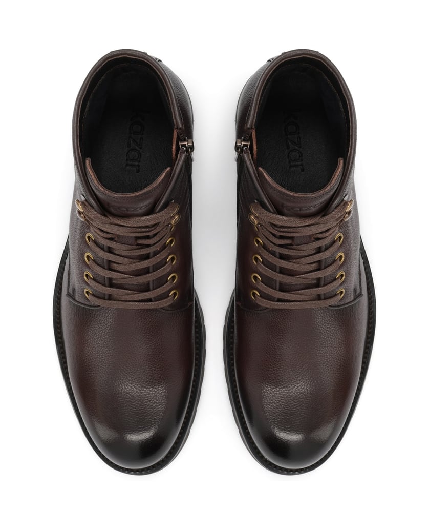 Kazar-Flat-ankle-boots-with-a-sturdy-sole-hnedá