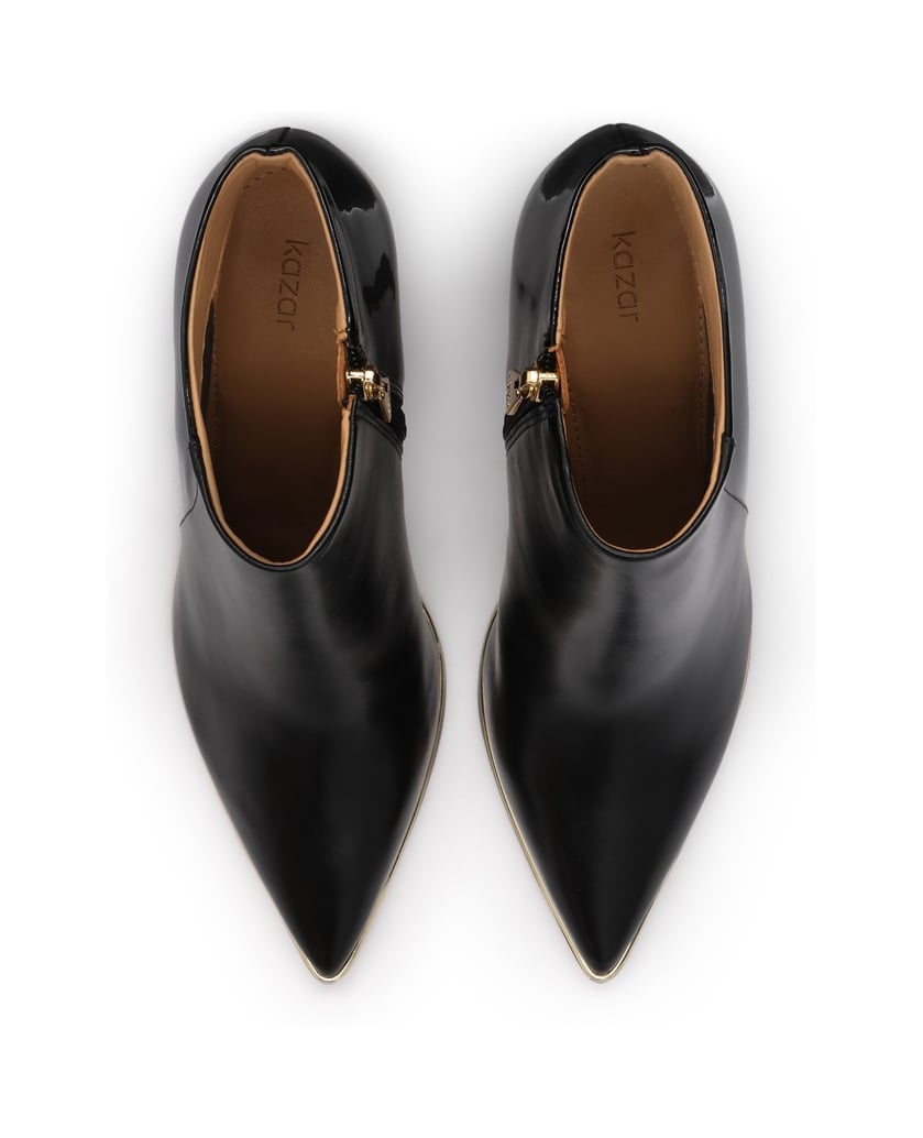 Kazar-Black-genuine-leather-and-patent-leather-booties-čierna